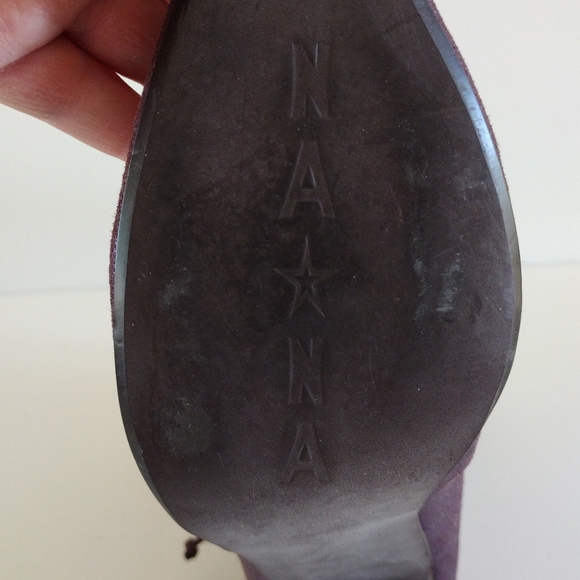 *NaNa Metallic Purple Leather Heeled Pull On Boots Vintage 10 - Picture 9 of 14